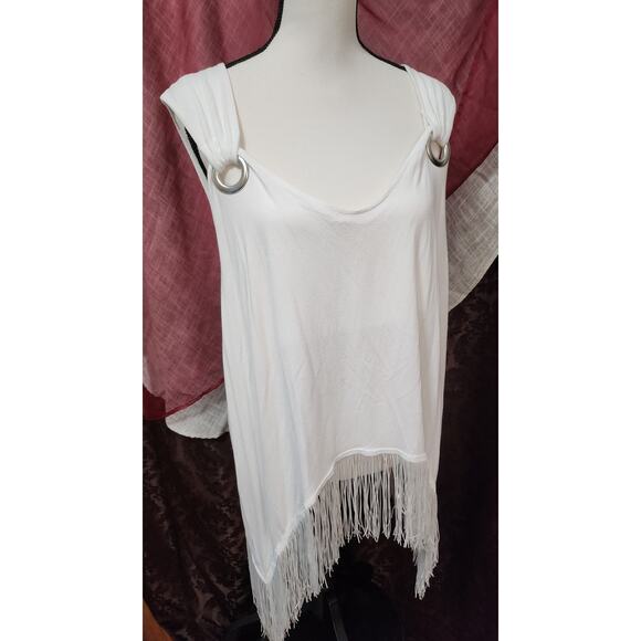 Venus Fringe Top with ring embellishment and fringe hem, XL - Picture 1 of 9